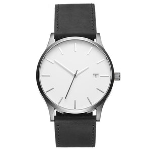 Men Fashion Artificial Leather Wristband Ultra-thin Round Dial 4cm/1.57inch Quartz Pin-Buckle Watch Casual