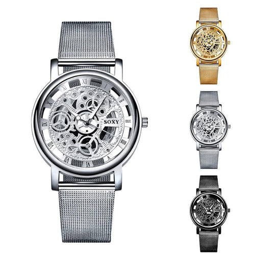 Unisex Fashion Hollow Design Round Shape Buckle 1cm/0.4inch Glass Closure Wristwatch Digital 4cm/1.6inch